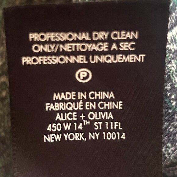 Alice + Olivia Paisley Ruffle Sheer Long Sleeve Blouse Olive Teal Designer XS - Picture 10 of 10